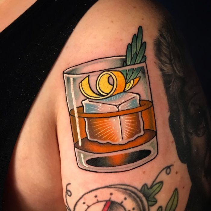 Bourbon glass tattoo idea