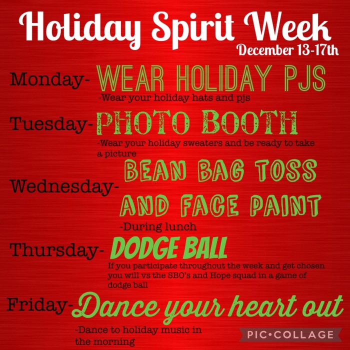 Christmas spirit week ideas for work