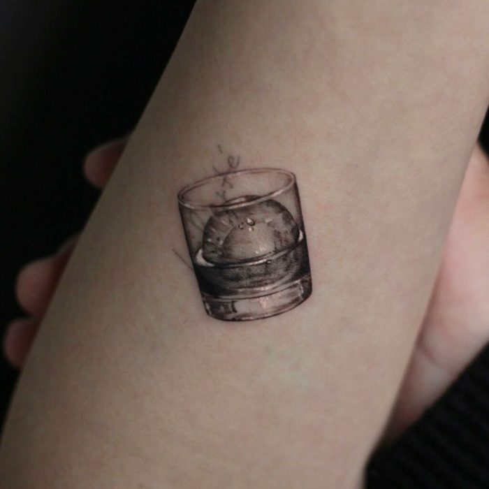 Bourbon glass tattoo idea