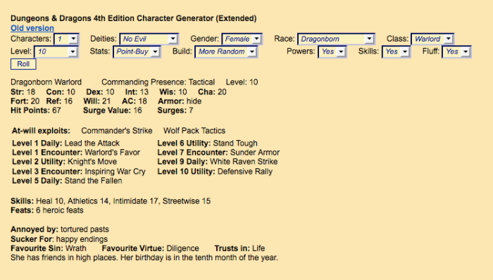 Character ideas generator dnd