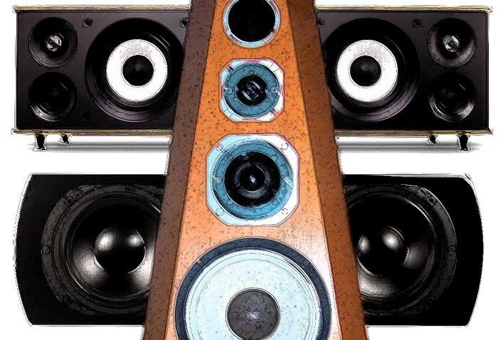 Level line bass screens loudspeaker consisting electrostatic woofer stereo common single three system way description two