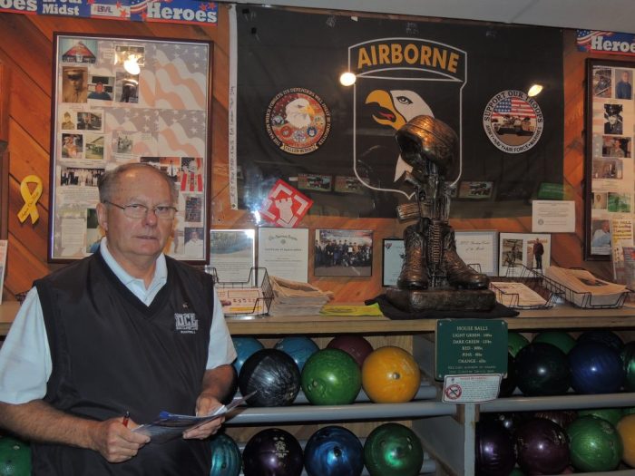 Chronicle mile miracle lanes sommer pictured tribute veterans carter conner lynne owner john don wall