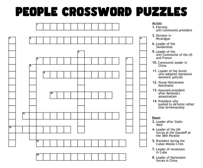 People puzzler airer crossword