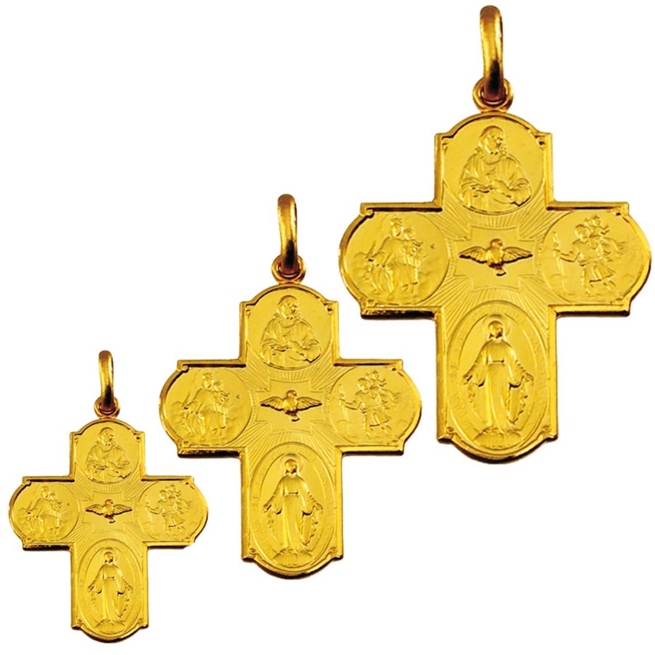 Crosses four rhodium plated satin